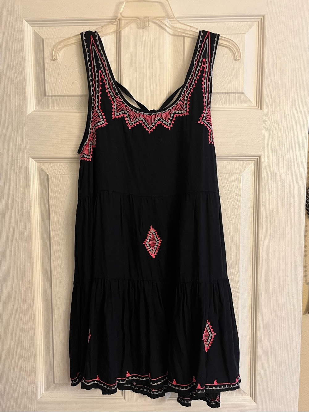 Black Embroidered Swim Coverup
